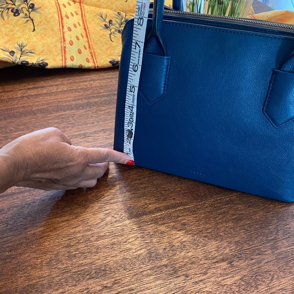 FOSSIL LANA SATCHEL BAG• GORGEOUS TWILIGHT BLUE COLOR • LEATHER •NWT - Picture 8 of 10